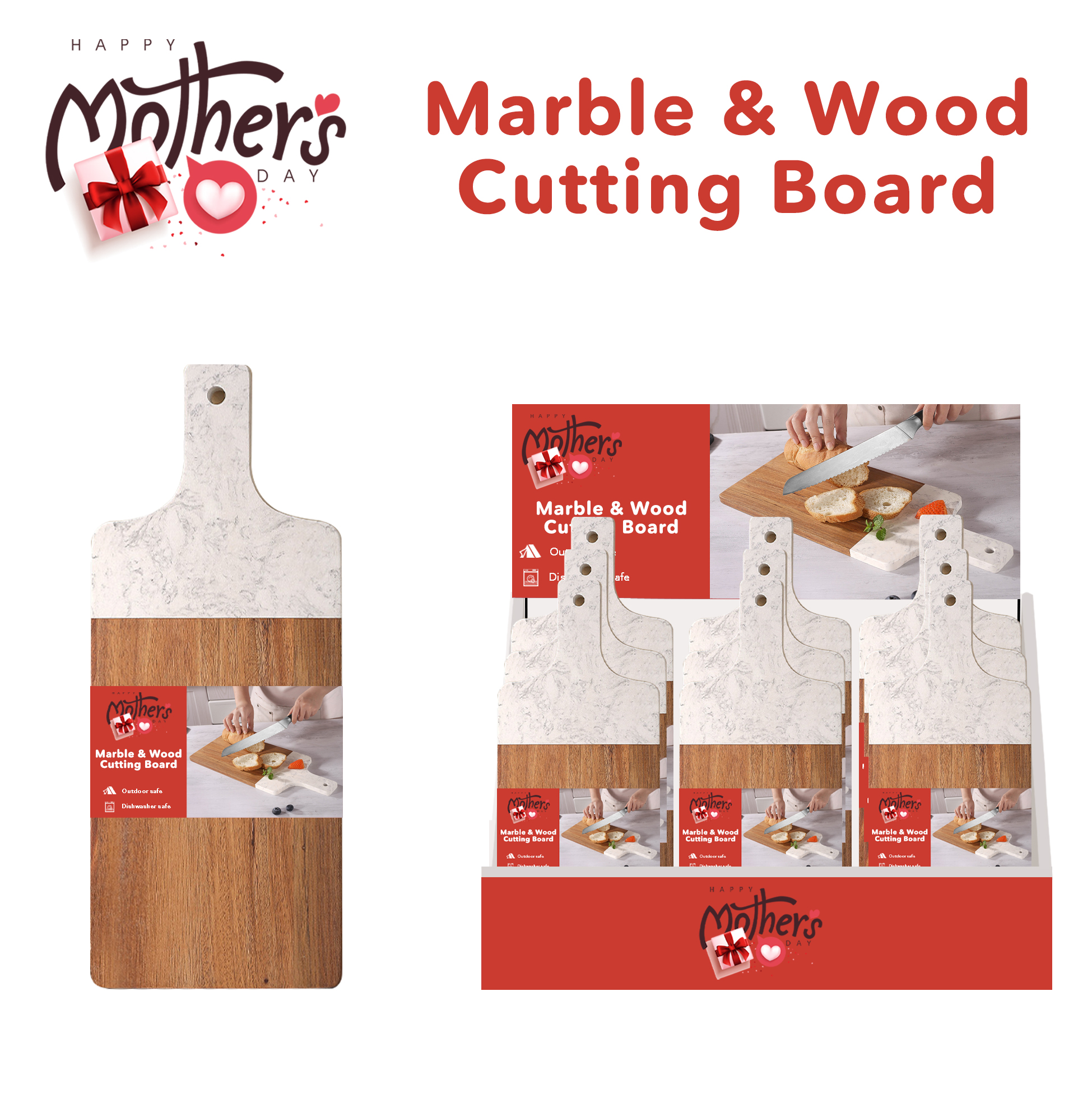 Marble & Wood Two-tone Cutting Board