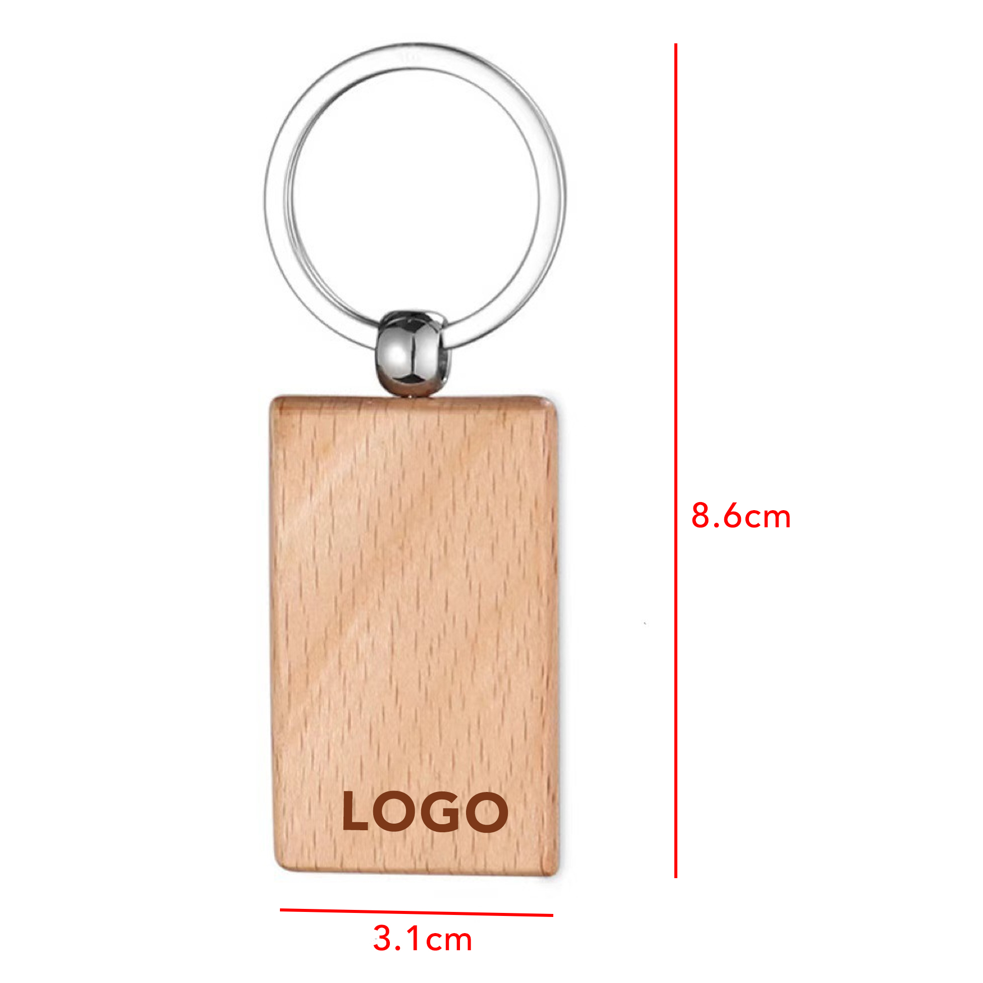 Rectangular Wooden Keychain Custom Logo Wooden Keychain