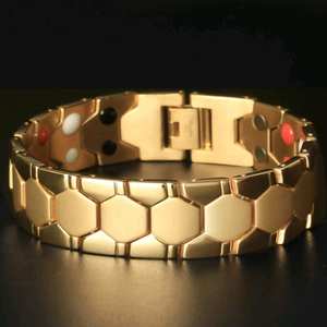 KAMALOOK Gold Hexagonal Magnetic Therapy Bracelet