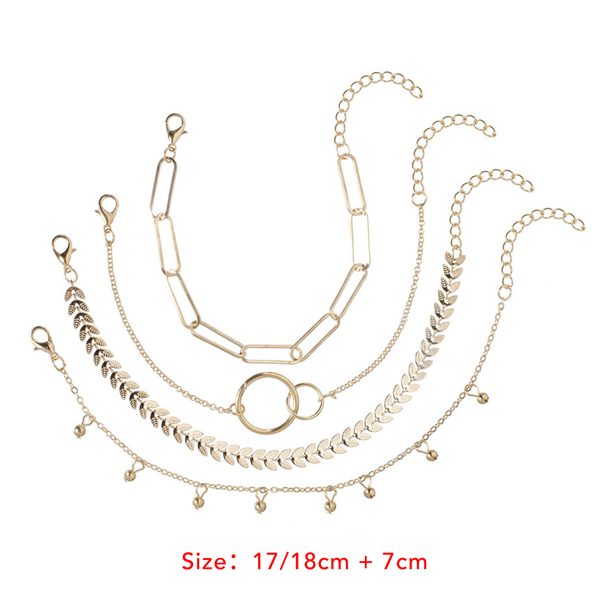 4Pcs Gold Layered Bracelets for Women