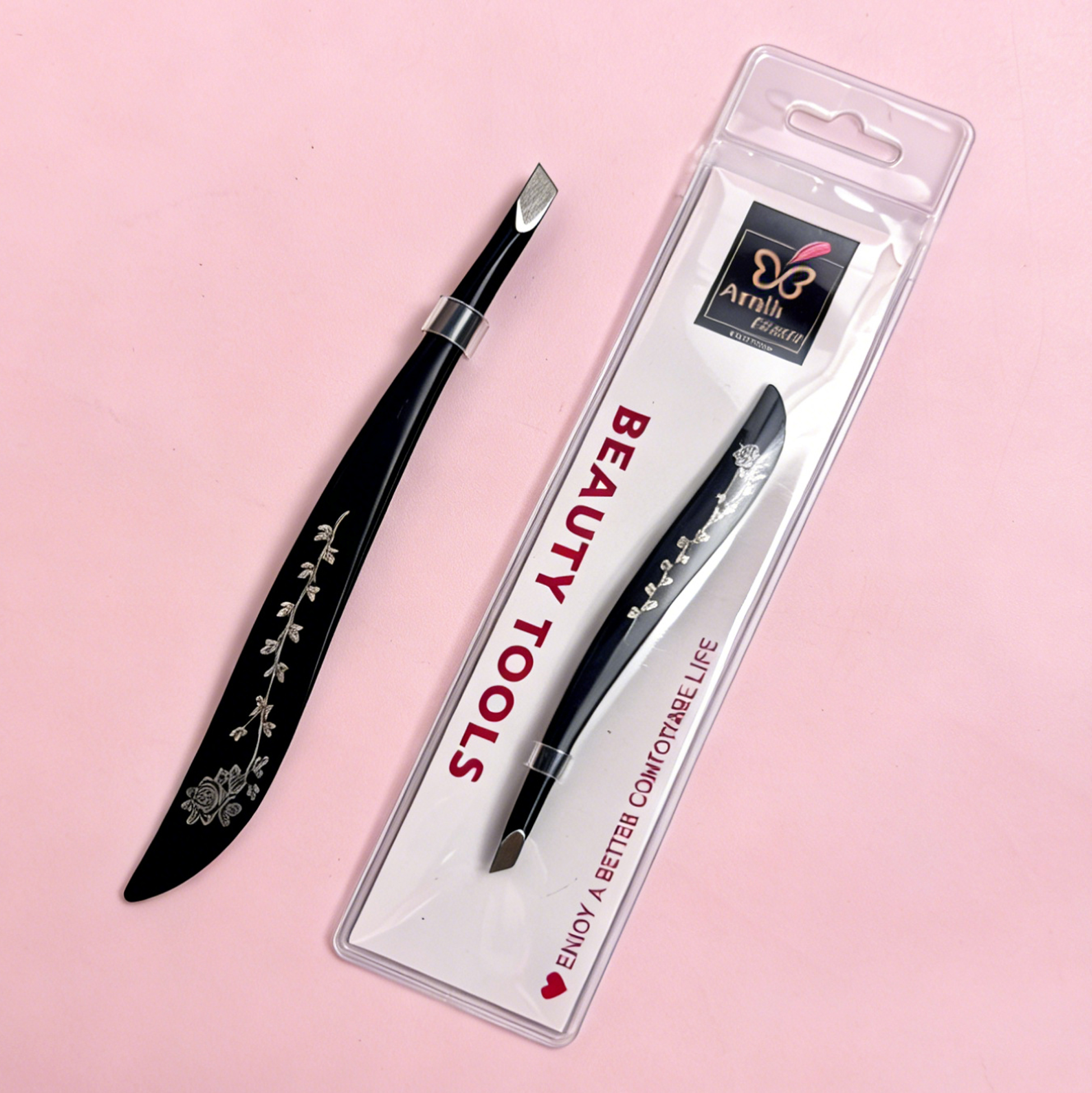 Rose Pattern Slant Tweezer