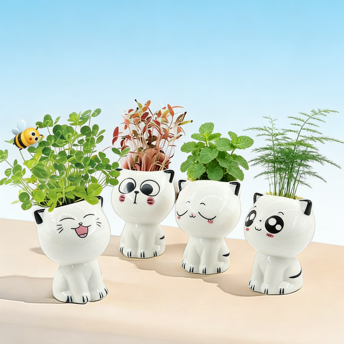Cute Cat Ceramic Succulent Planter Pots