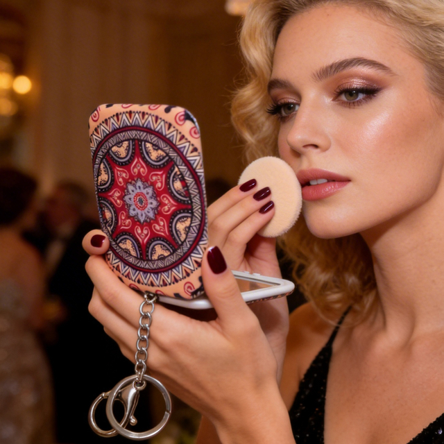 Mandala Print Rectangular Compact Mirror