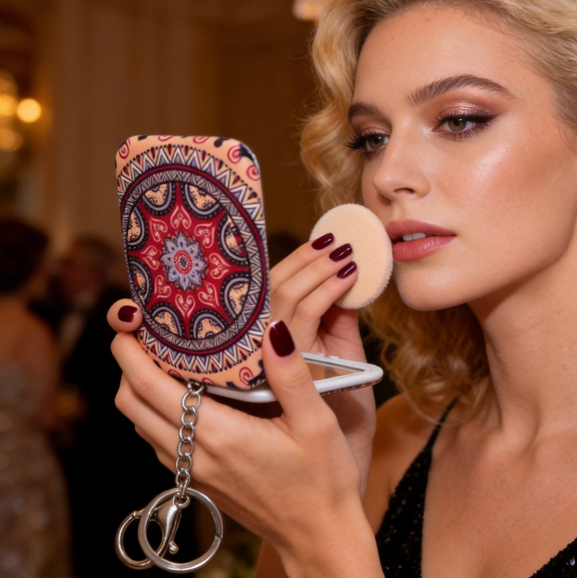 Mandala Print Rectangular Compact Mirror