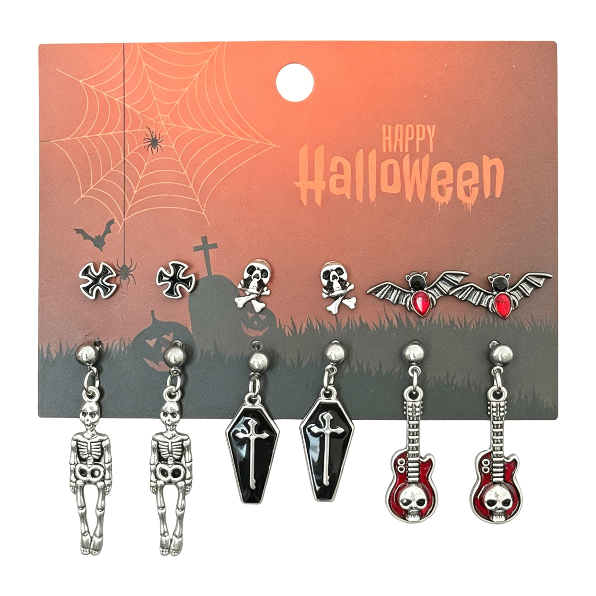 6 Pairs Halloween Gothic Earrings Set for Women