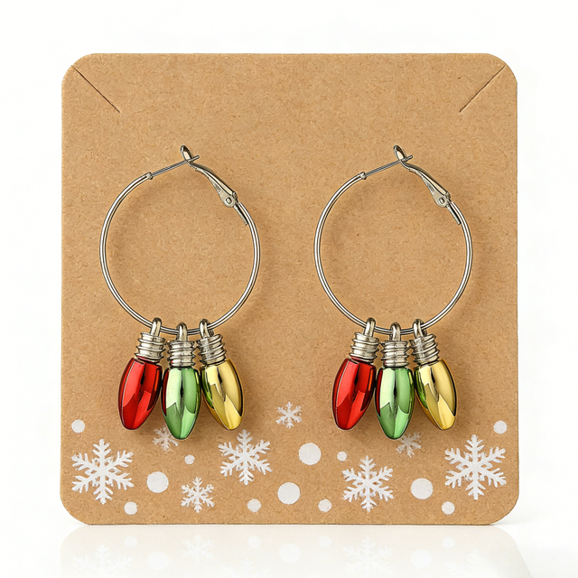 Christmas Light Bulb Hoop Earrings