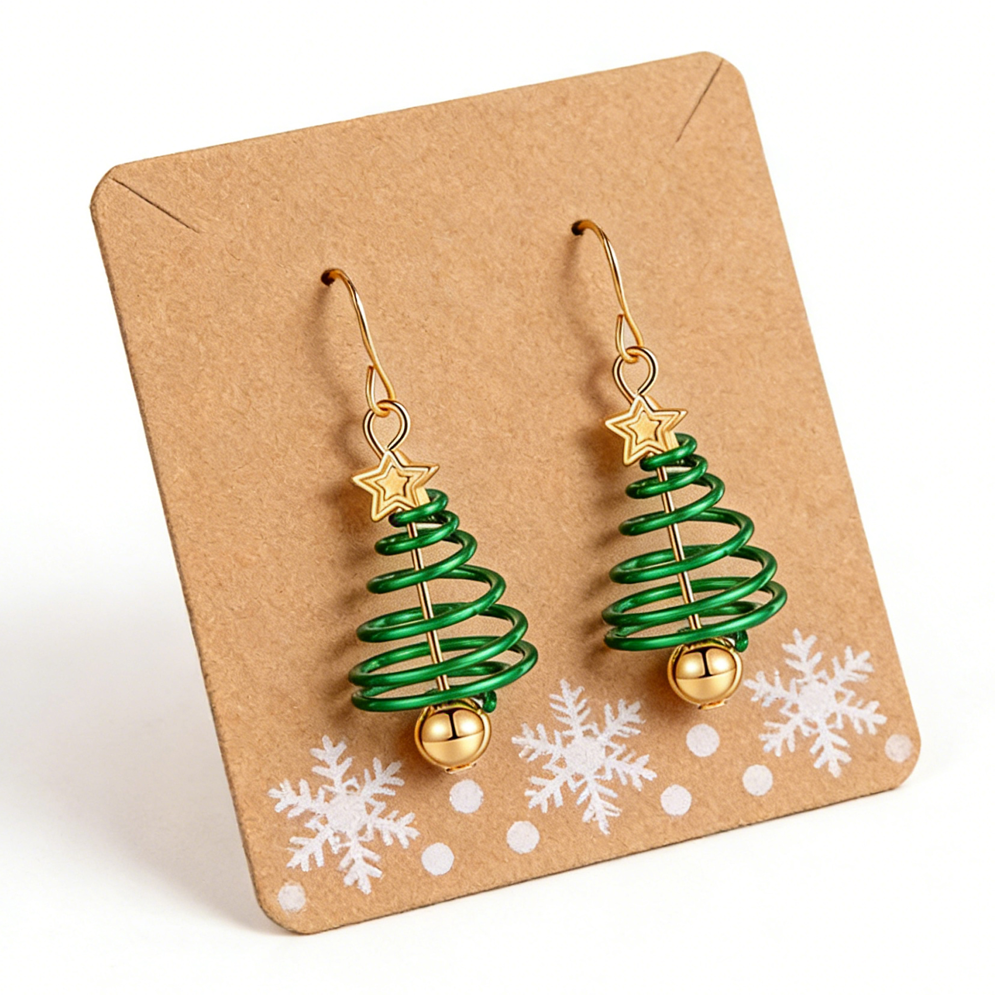 3D Spiral Christmas Tree Dangle Earrings