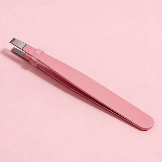Pink Slant Tip Eyebrow Tweezer