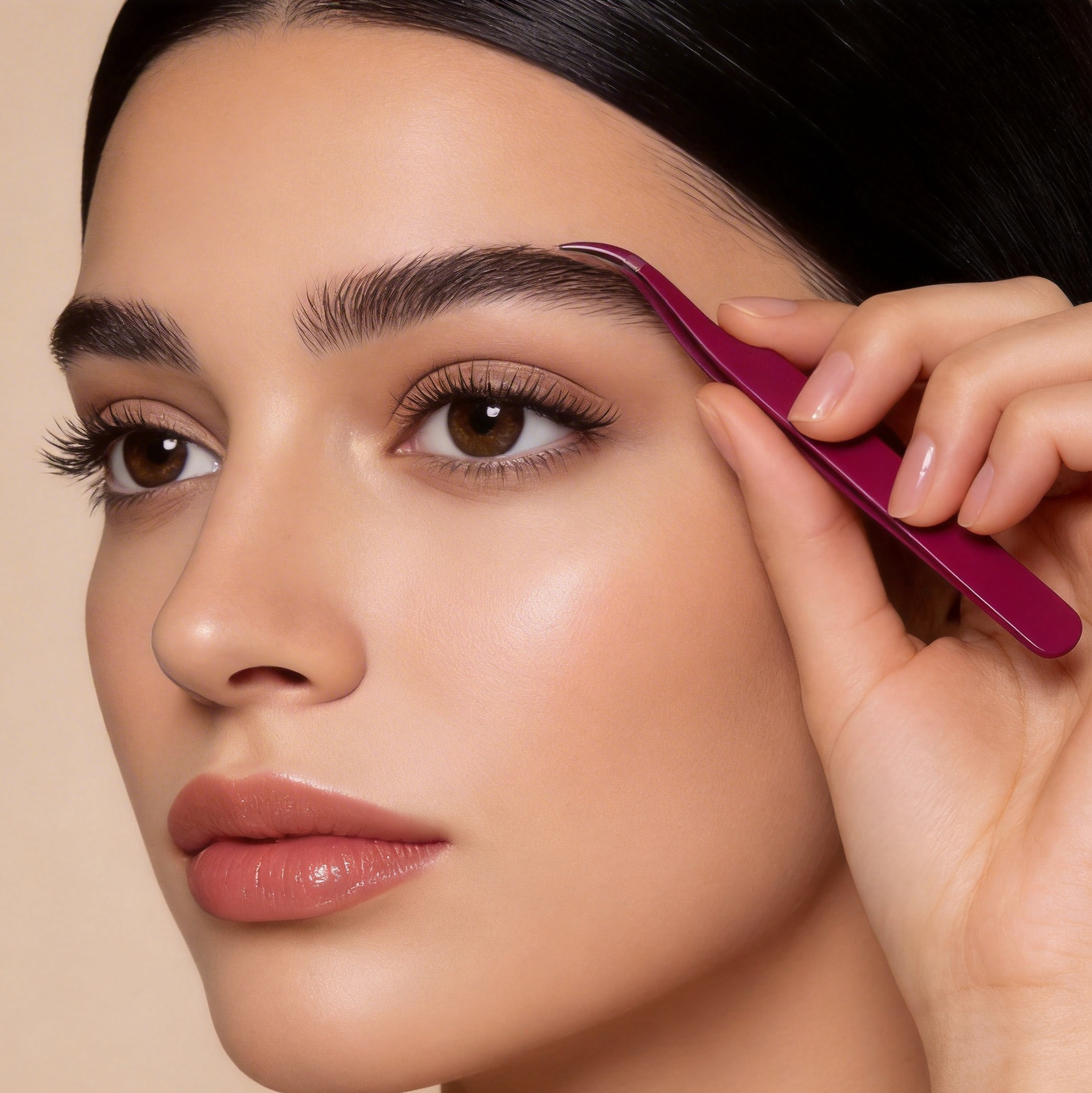 Curved Tip Eyelash Tweezer Magenta Lash Extension Tool