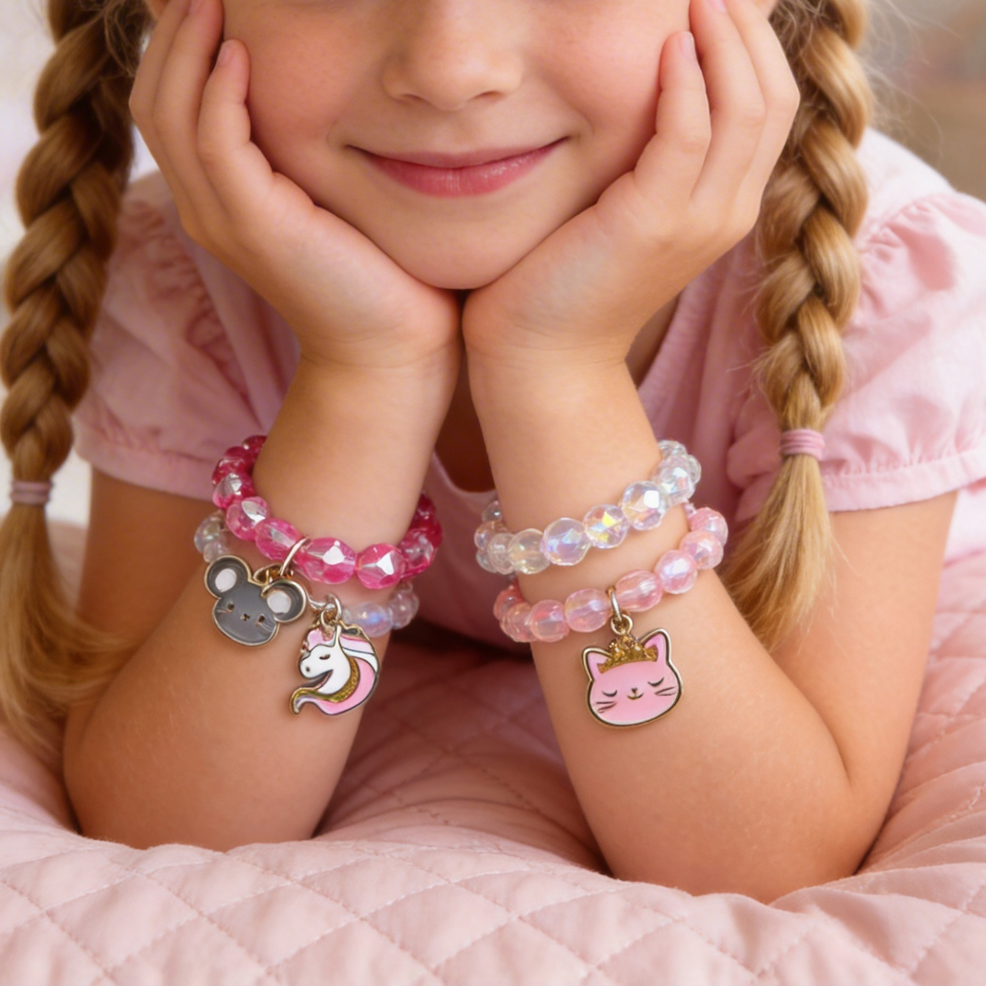 3Pcs Cute Animal Beaded Bracelets for Girls