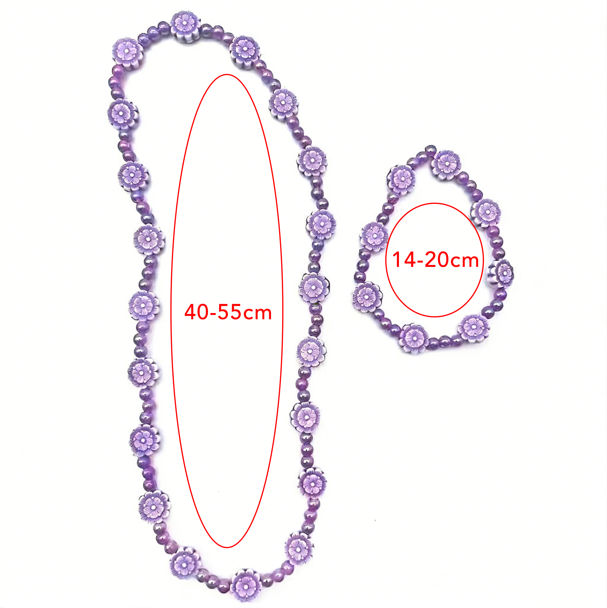 Kids Purple Daisy Flower Beaded Necklace And Bracelet Set