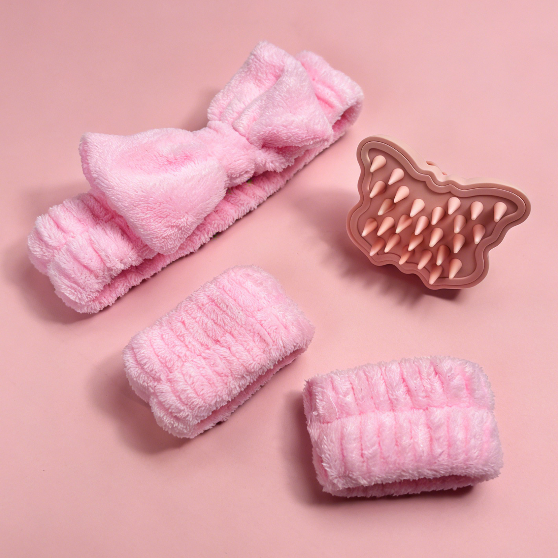 Set of 4 Pink Bow Spa Headband Set