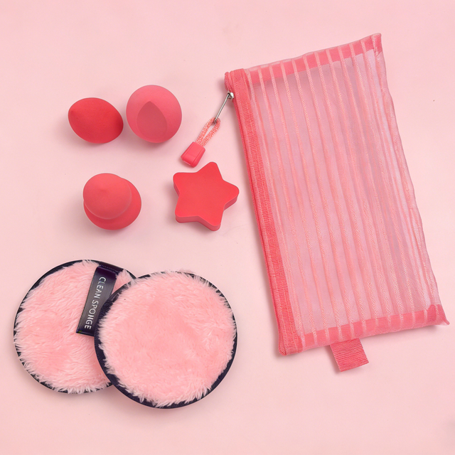 Set of 7 Pink Makeup Sponge