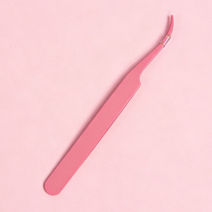 Pink Curved Tip Eyelash Tweezer