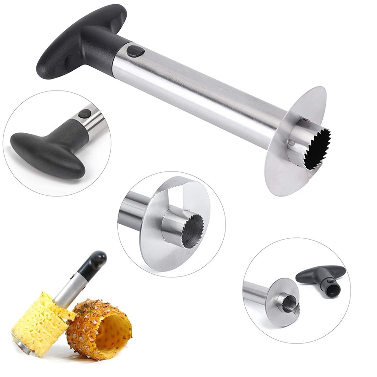 Pineapple Corer Slicer Cutter Stainless Steel, Fruit Pineapple Corer Slicer Cutter Peeler, Stainless Steel Kitchen Tools, Kitchen Easy Fruit Cutter Gadget 