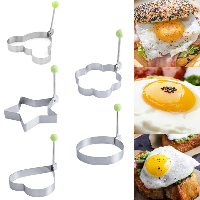 5 Pcs Stainless Steel Fried Egg Pancake Shaper Mold, Omelette Mold, Frying Egg Cooking Tools