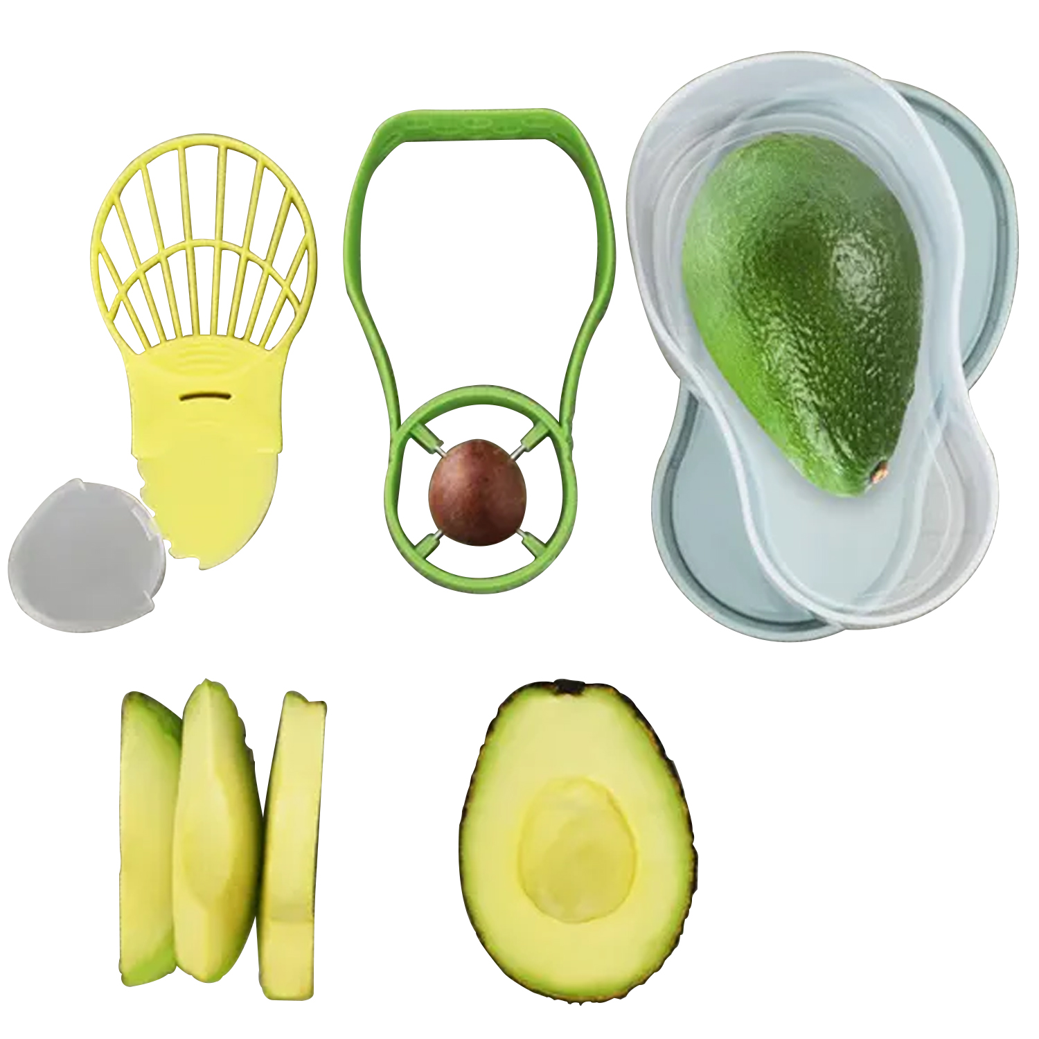 3 in 1 Avocado Keeper Storage Container Avocado Tool Avocado Slicer Corer Butter Peeler Separator 