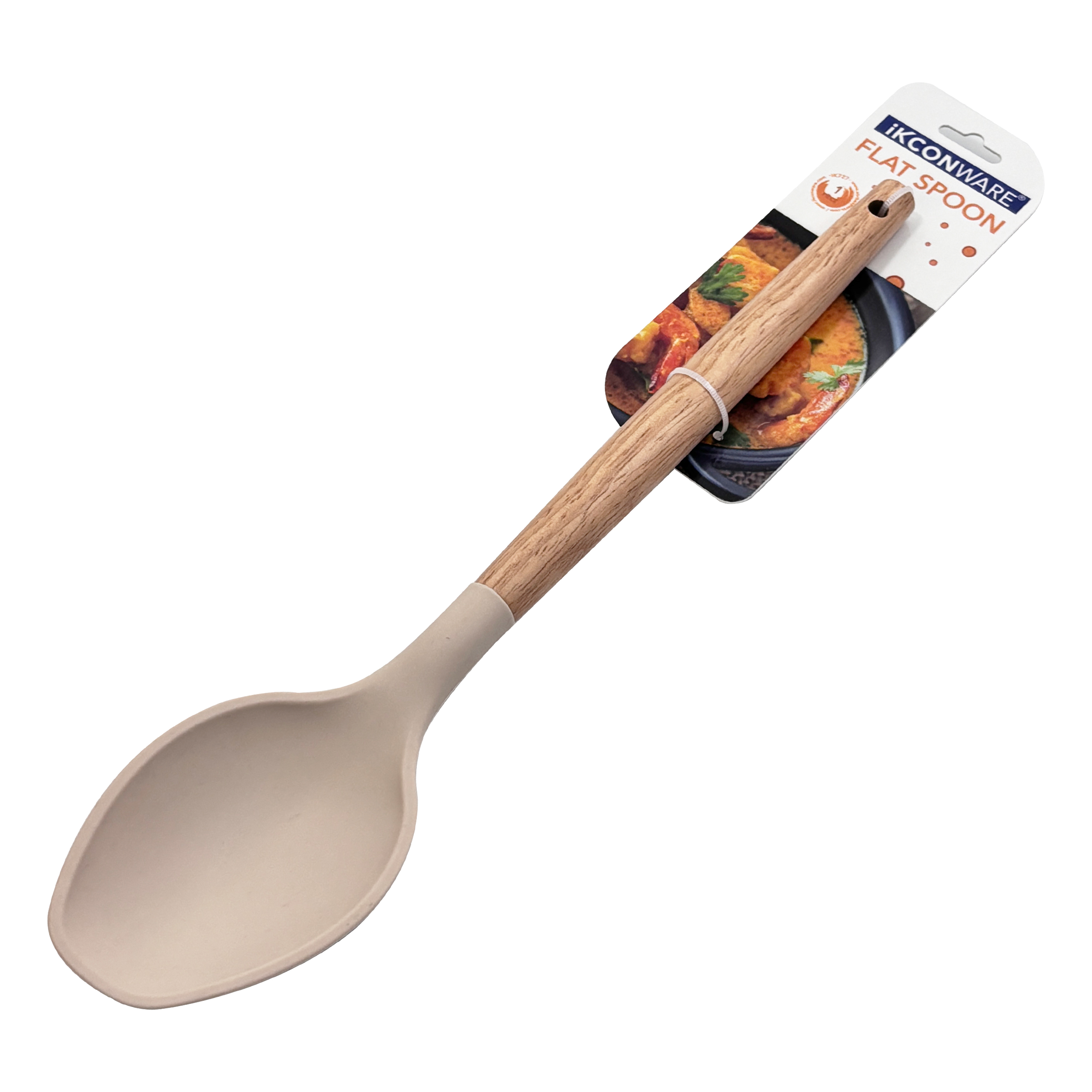 Wooden Handle Silicone Flat Serving Spoon