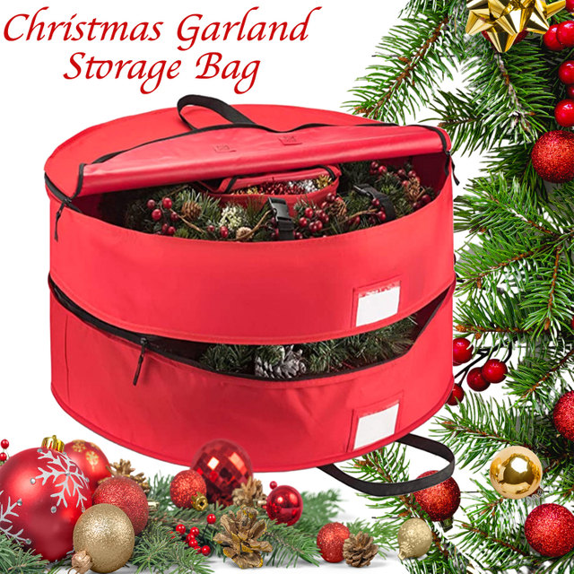 Double Layers Xmas Garland Storage Bag Home Supply Gift Sorting Bags Large Capacity Organizer Case Organizer Double Layers Gift Sorting Bag
