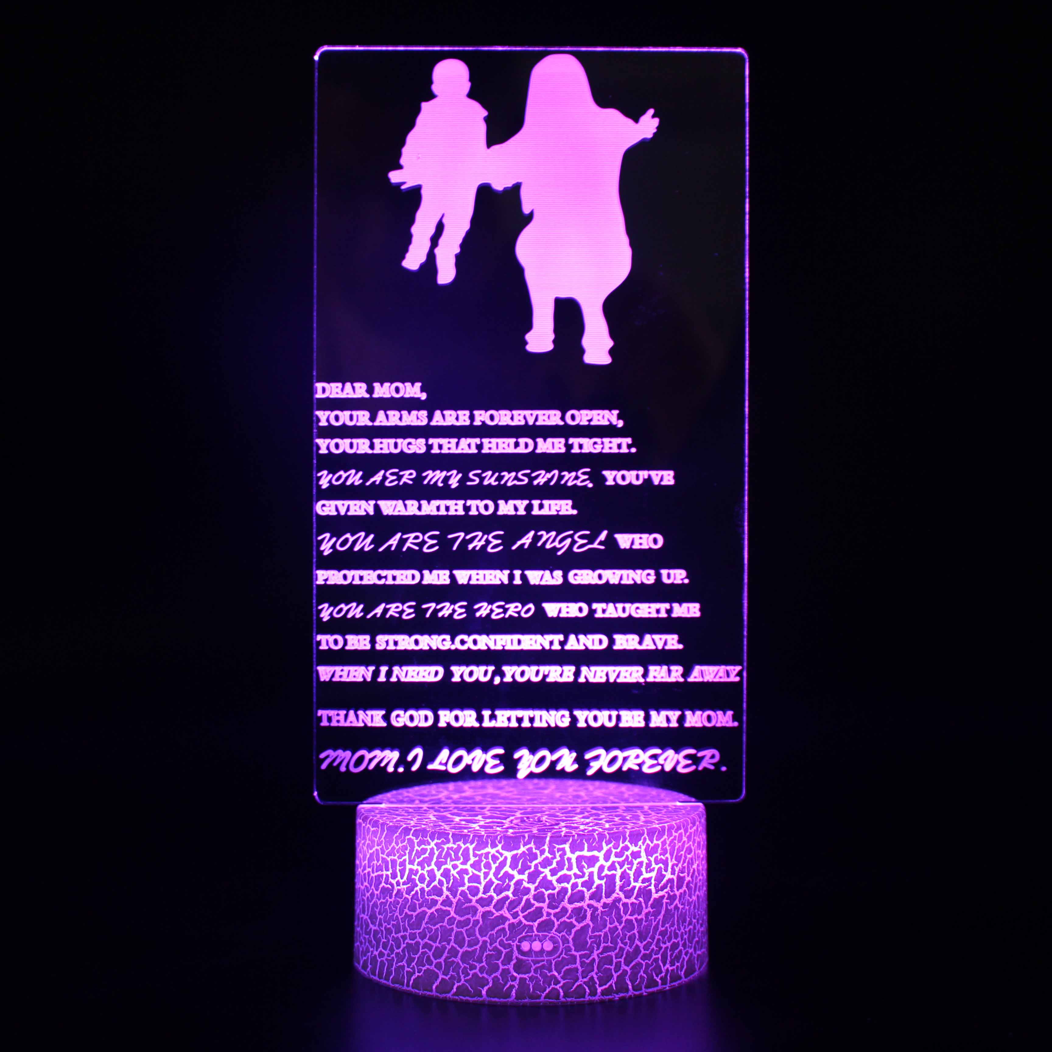 3D Optical Illusion Lamp Touch Control Optical Illusion Visualization Mother Day Sign, LED Night Light Lamp 7 Colors Changing Touch Control Night Light Lamp Stand