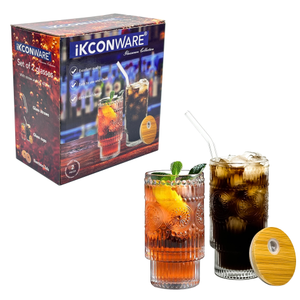 2-pcs 450ml Glass Car Cup with Bamboo Lid and Glass Straw - Eco-Friendly, Reusable, and Stylish Travel Tumbler for Hot & Cold Beverages