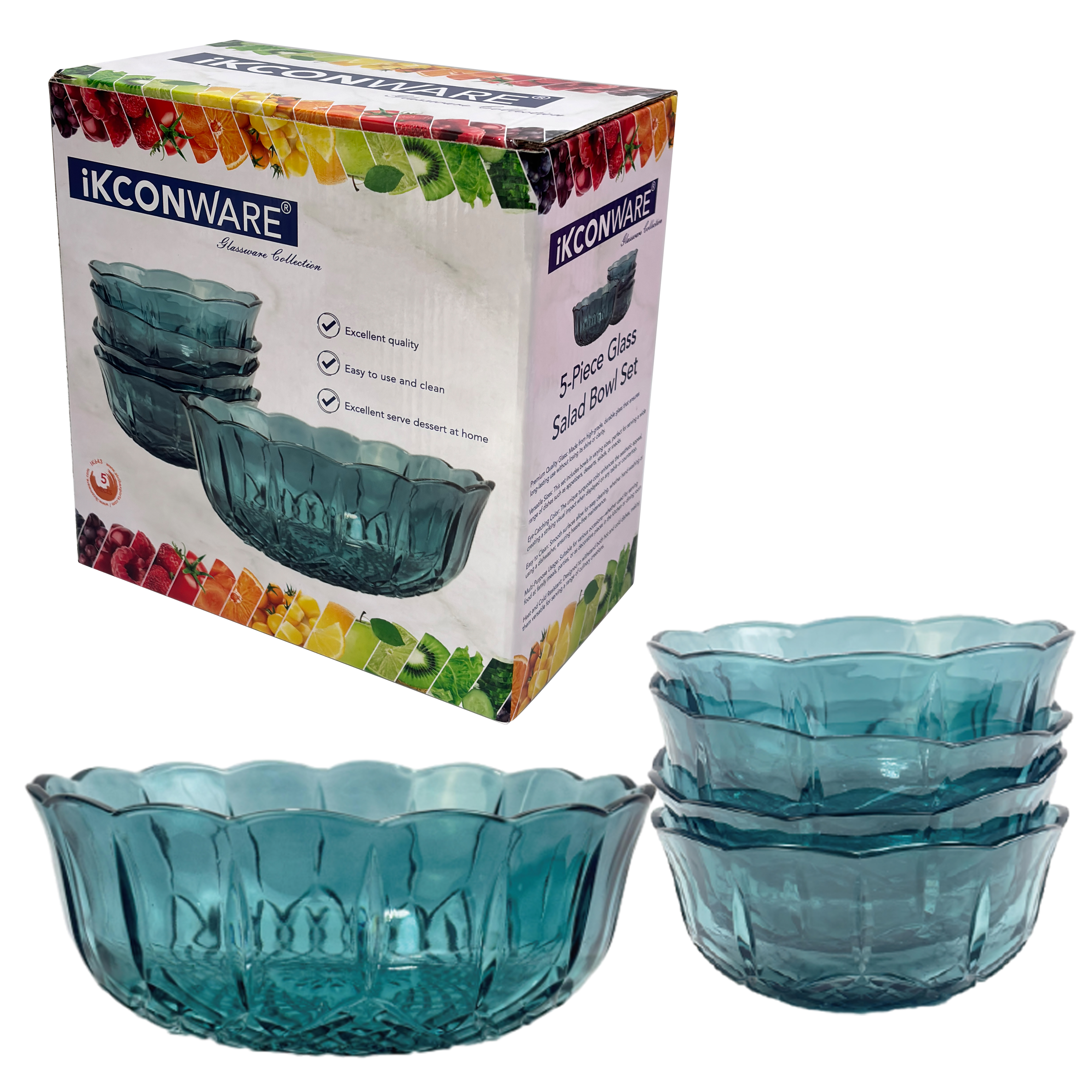 5-Piece Vintage Glass Bowl Set
