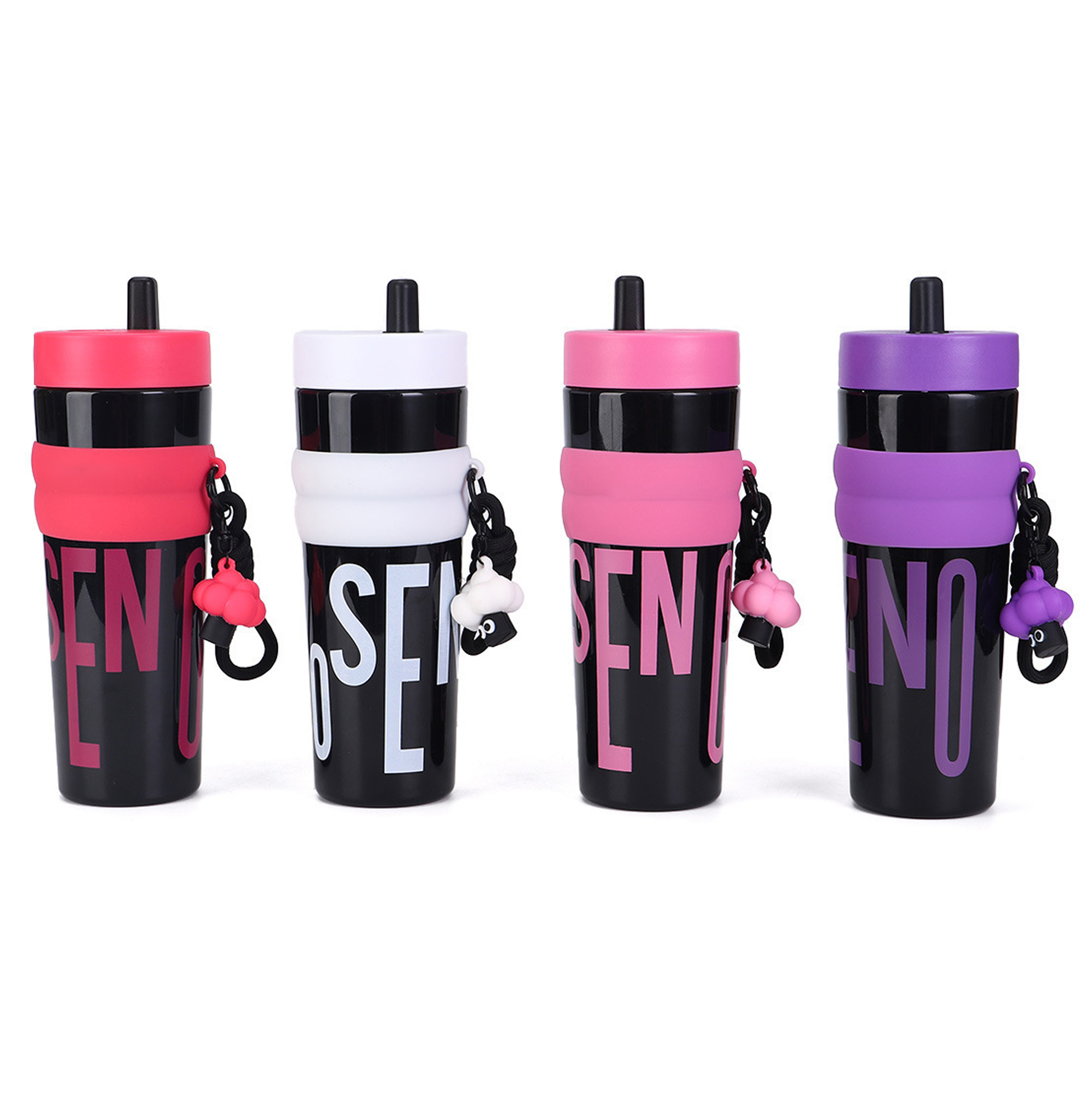 910ML Reusable Plastic Tumbler with Straw & Leak-Proof Lid