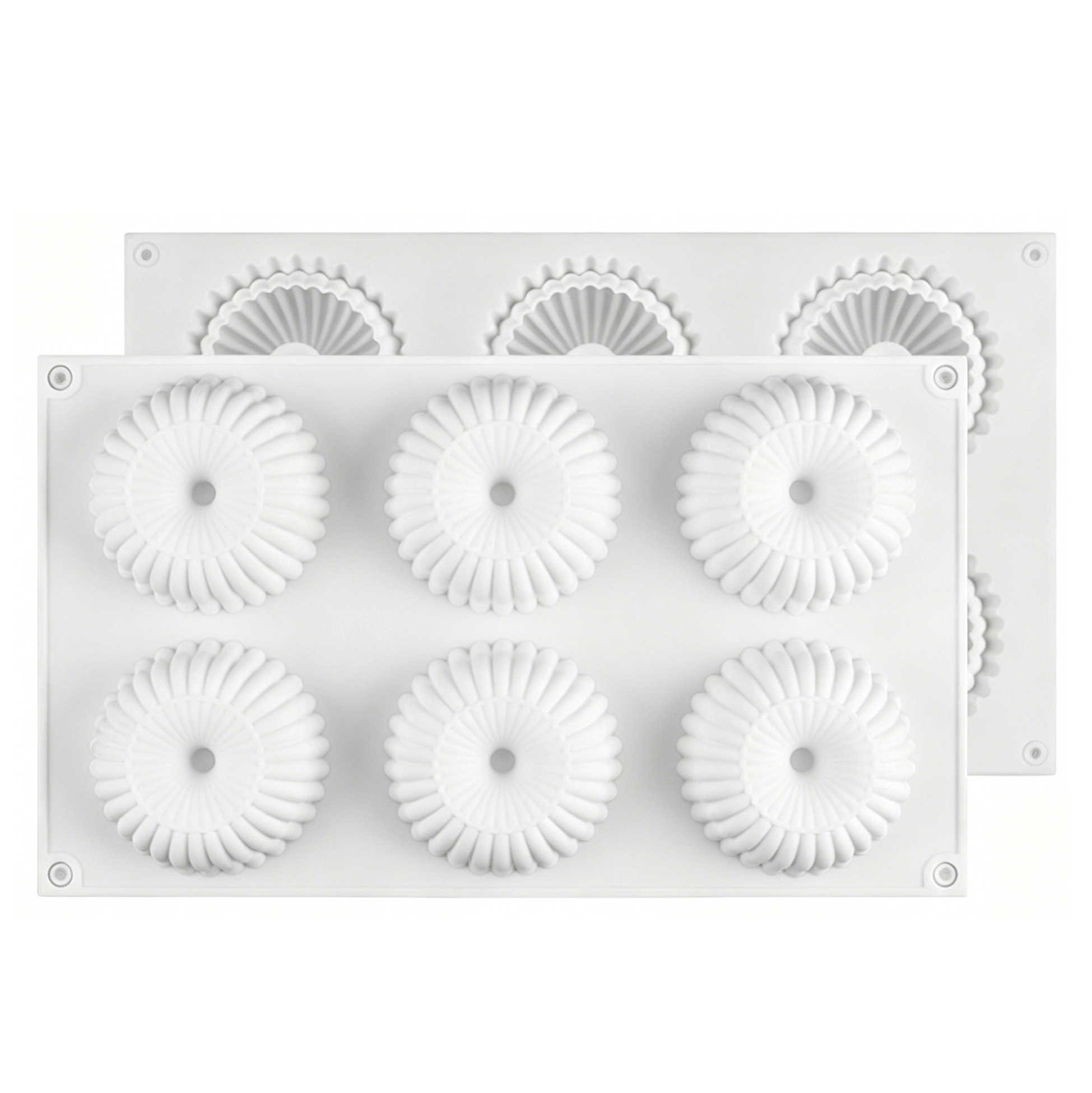 6 Cavity Fluted Bundt Cake Silicone Mold, Nonstick Food Grade Donut Molds