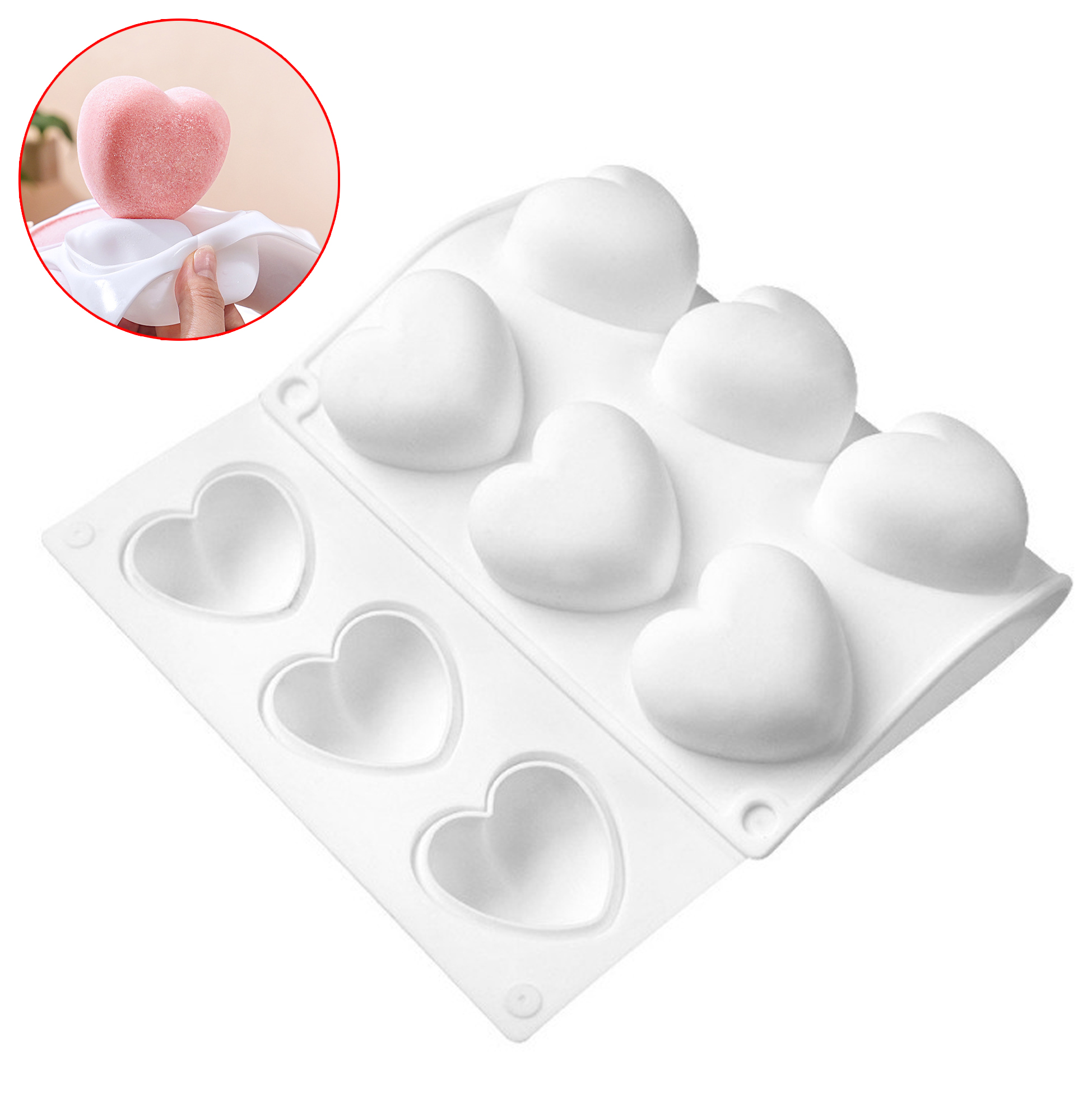 15 Cavity 3D Heart Silicone Mold, Food Grade Nonstick Baking Tray