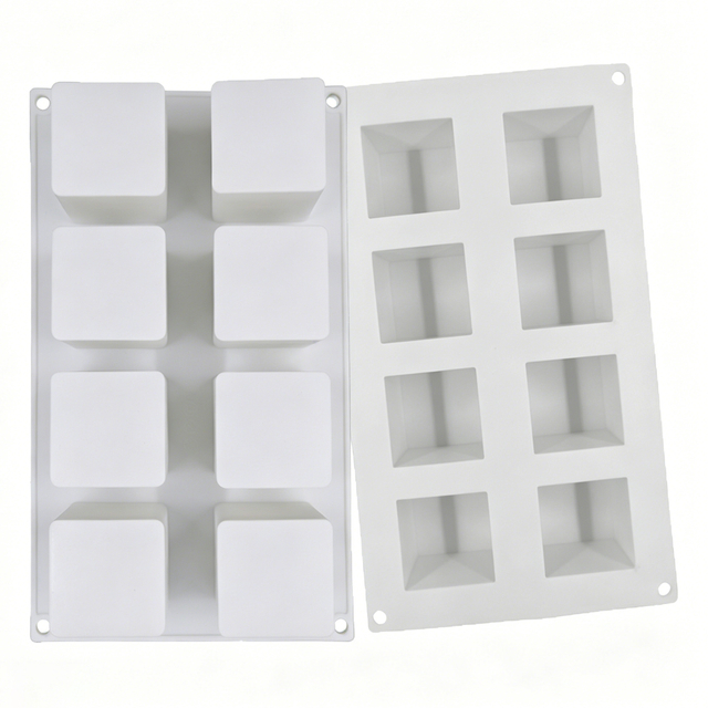 8 Cavity Square Silicone Mousse Cake Mold, Non-Stick Food Grade Silicone Mold