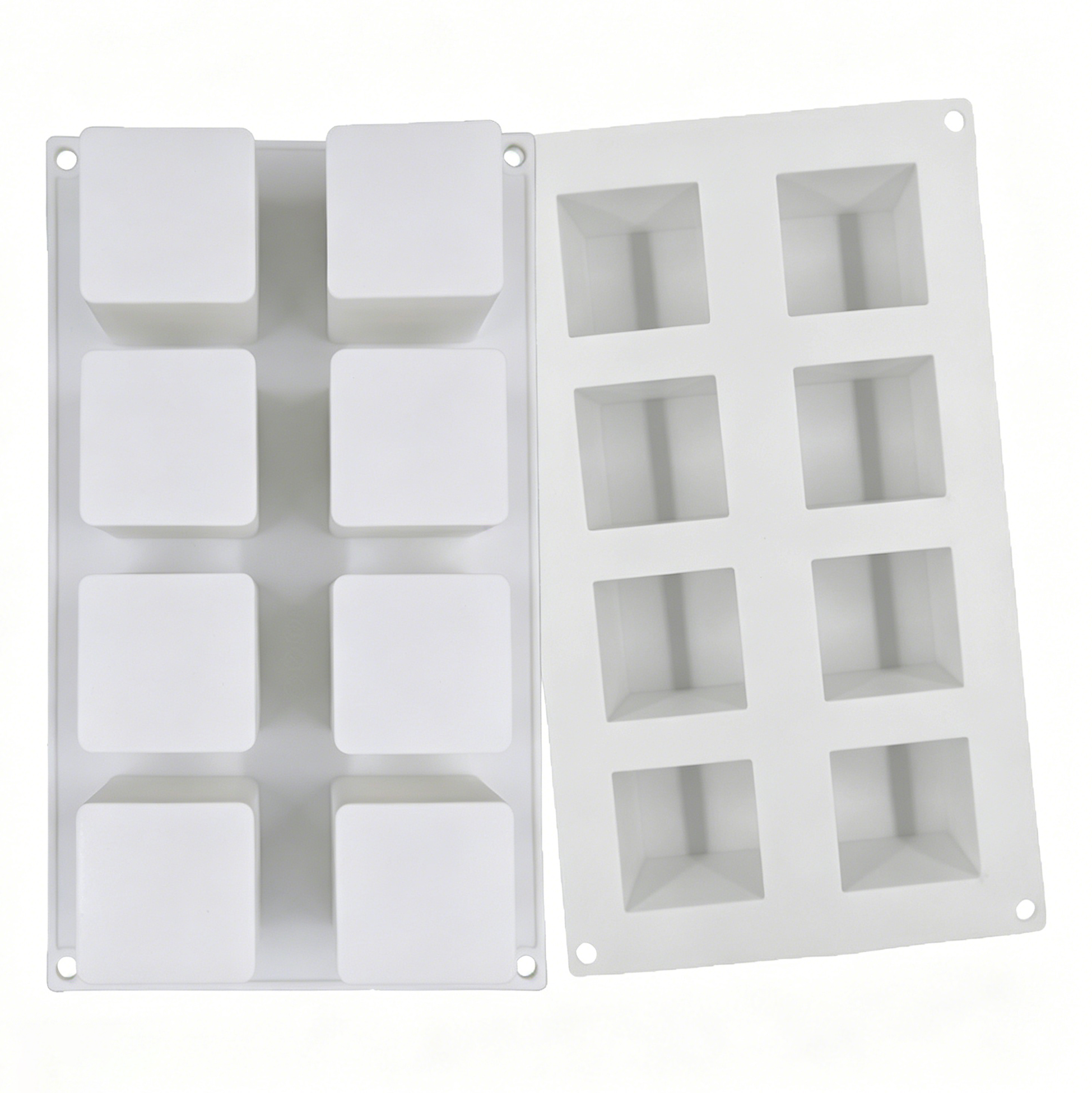 8 Cavity Square Silicone Mousse Cake Mold, Non-Stick Food Grade Silicone Mold