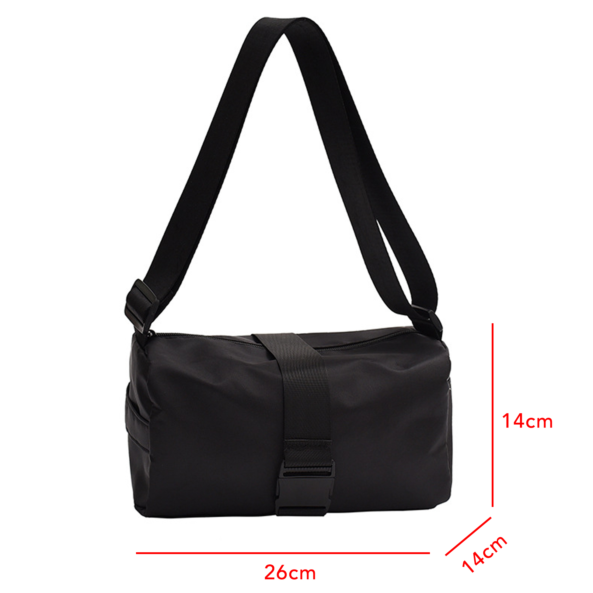Waterproof Nylon Crossbody Bag, Mini Barrel Shoulder Bag, Lightweight Sporty Sling Purse
