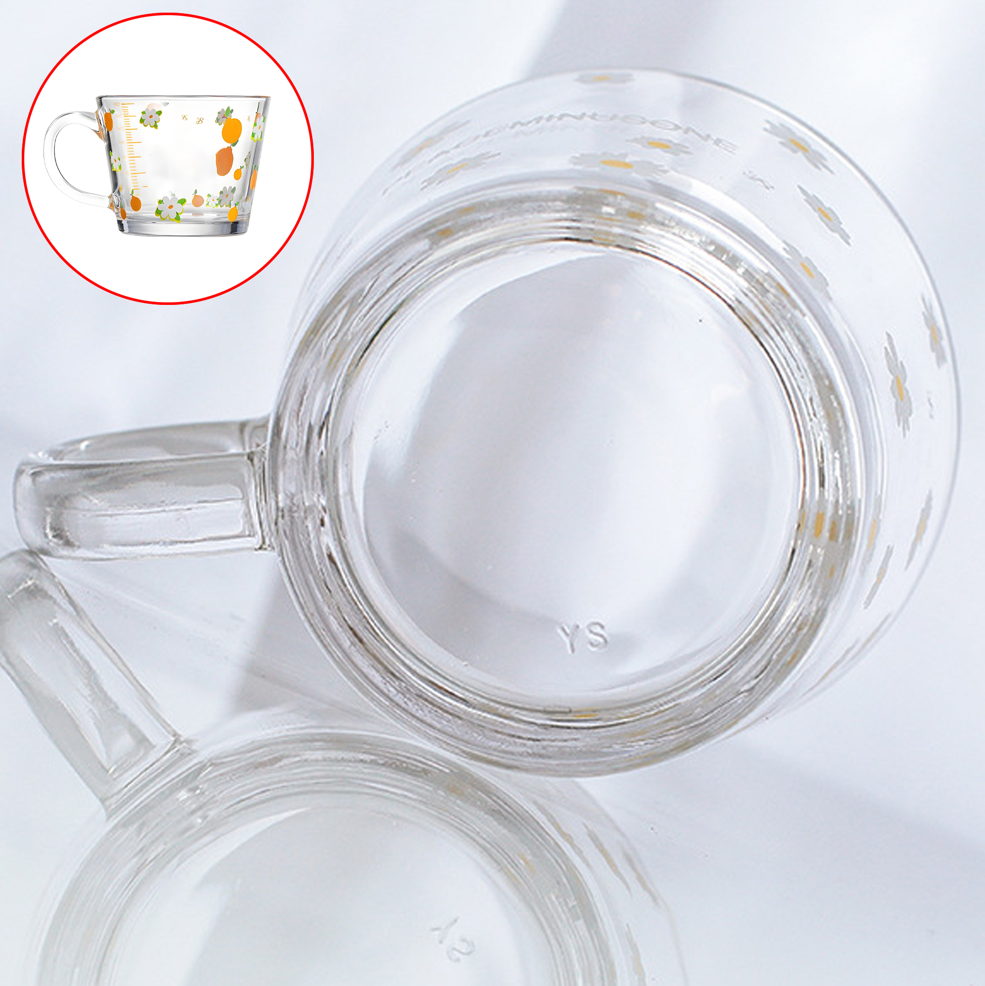 Orange Floral Pattern Measuring Glass Cup