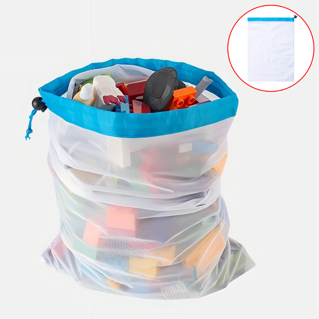 Mesh Toy Storage Bag with Drawstring