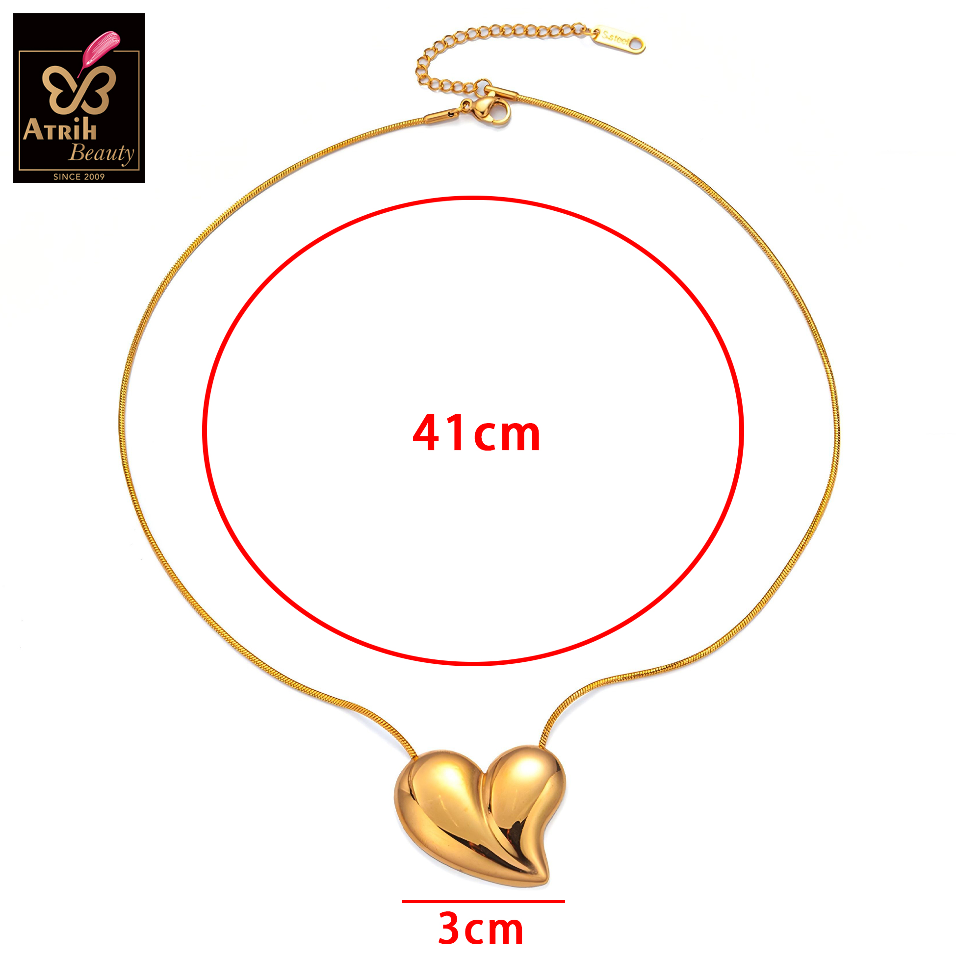 Golden Heart Shaped Pendant Necklace