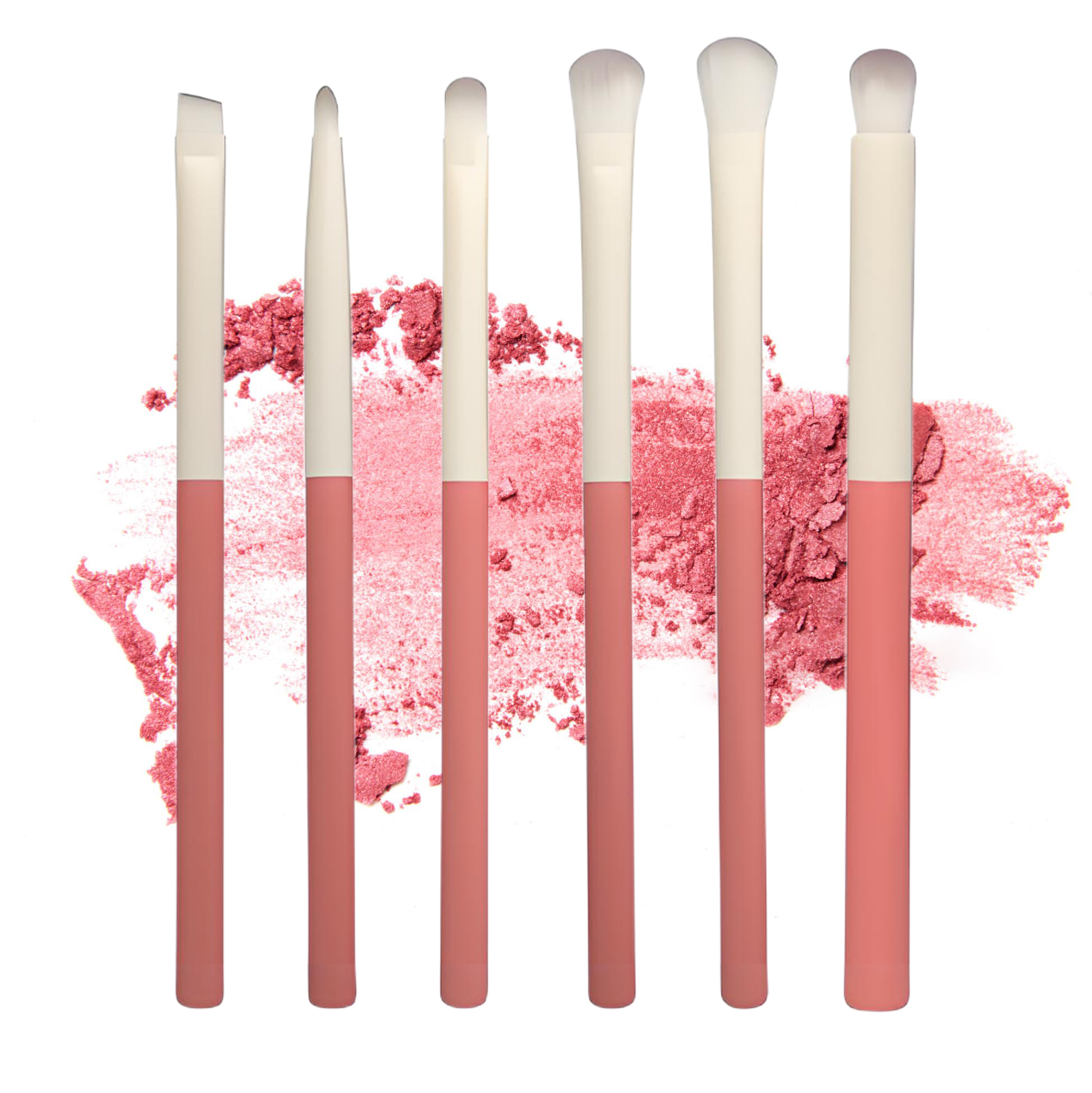 12 Piece Makeup Brush Set with Pink Handles