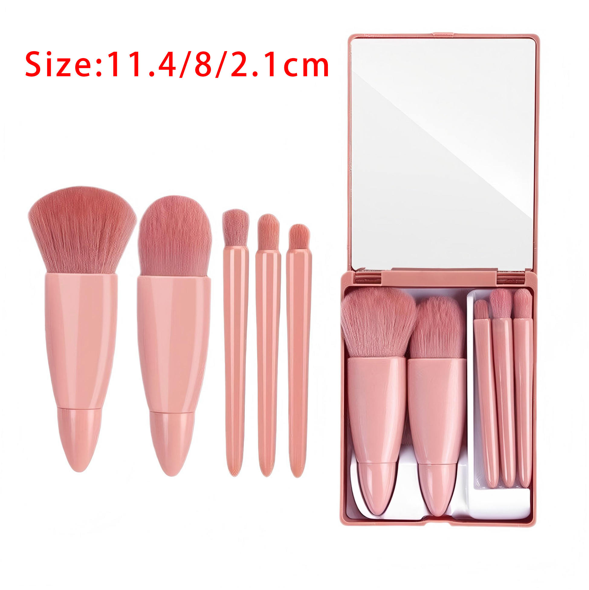 Pink Makeup Brush Set with Portable Case And Mirror