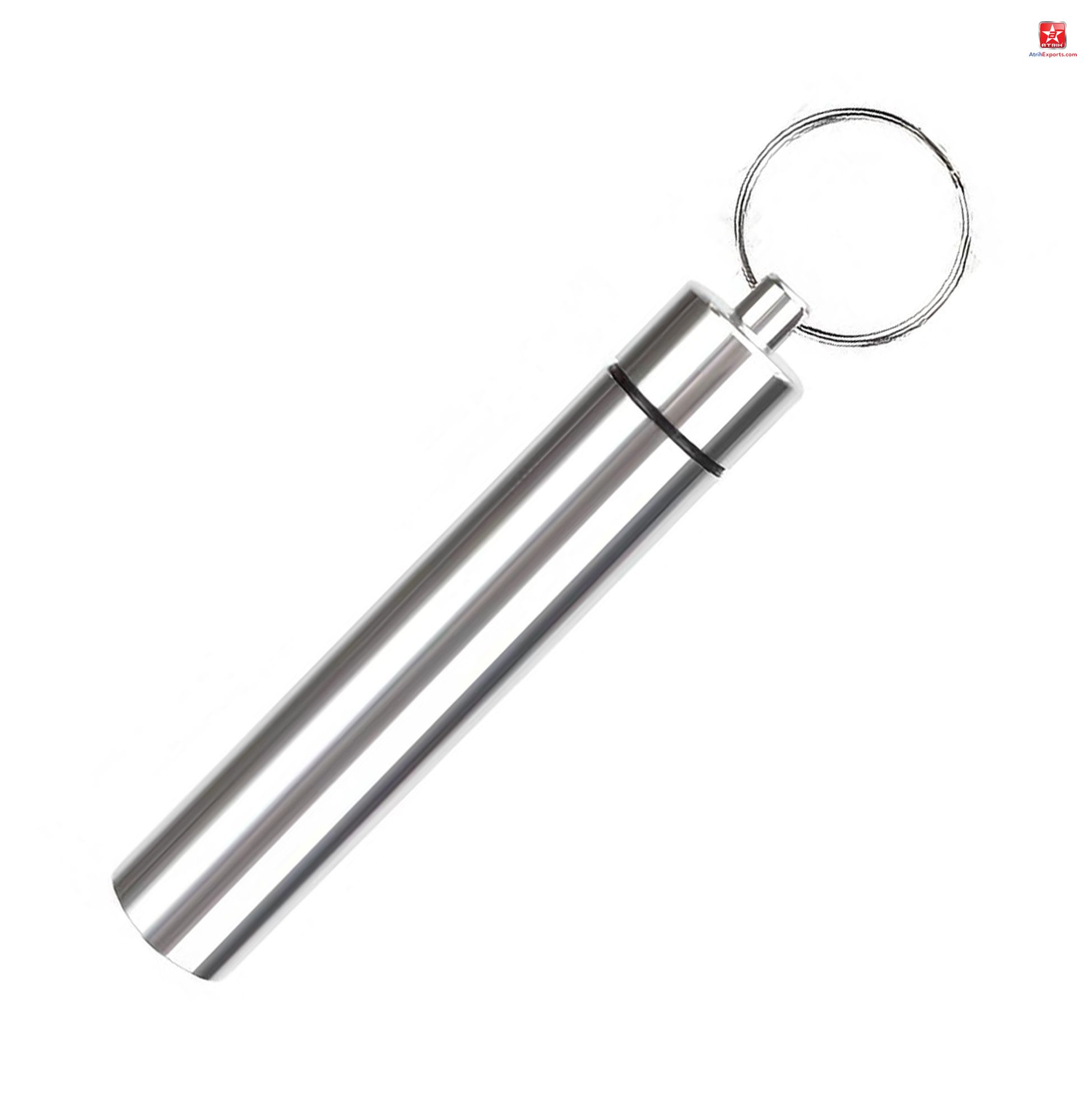 Stainless Steel Pill Container Keychain 