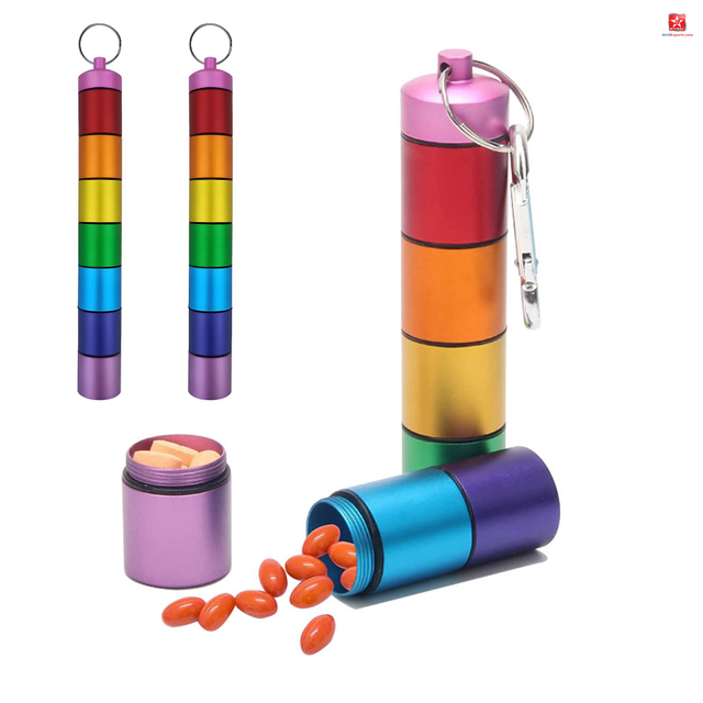 Rainbow Colored Pill Organizer Keychain