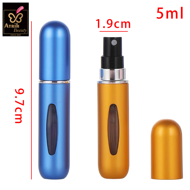 5ml Gold Colored Perfume Atomizer with Black Nozzle