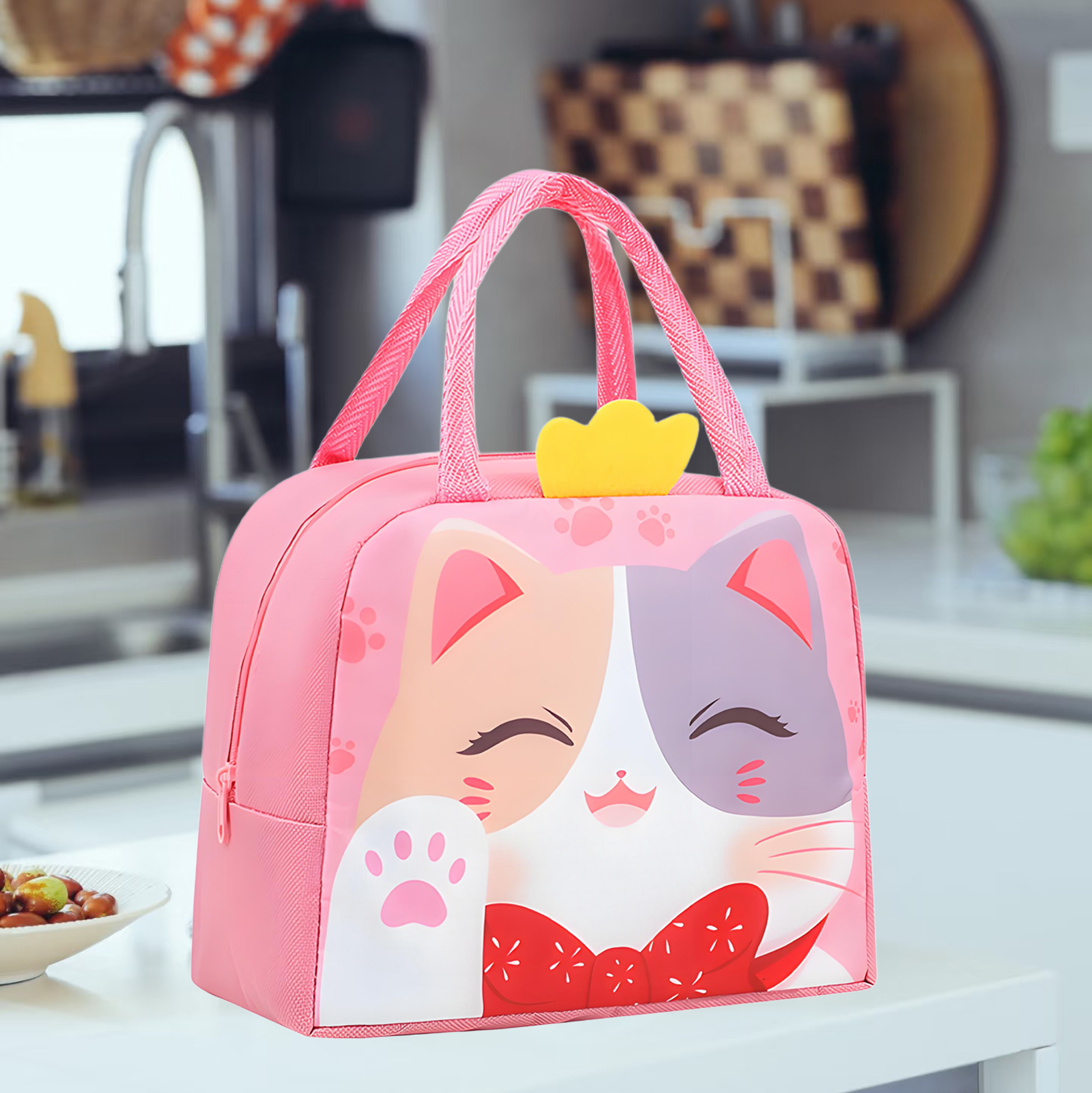Pink Cat Themed Kids Lunch Bag