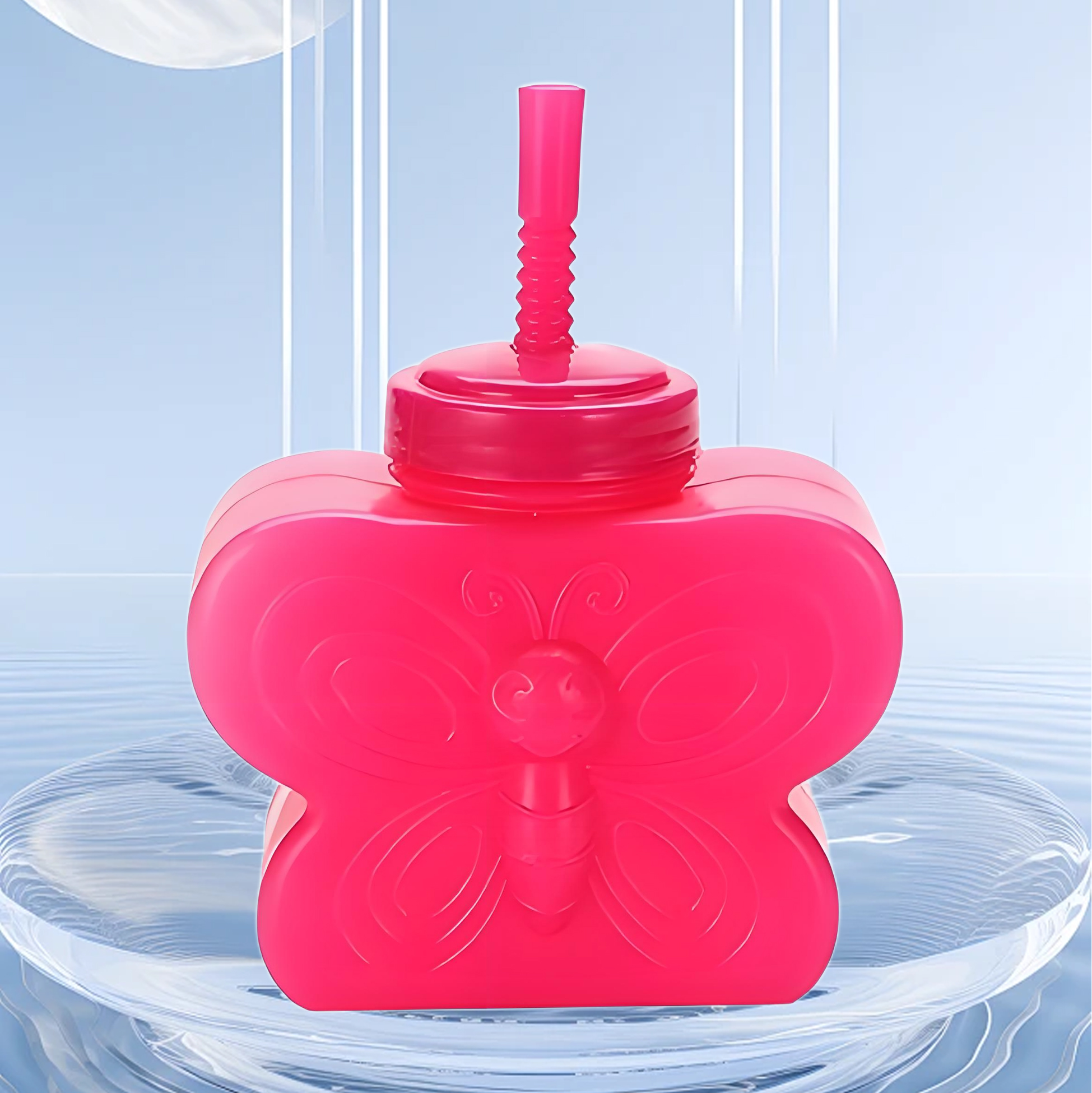  Butterfly Shaped Plastic Water Bottle with Straw