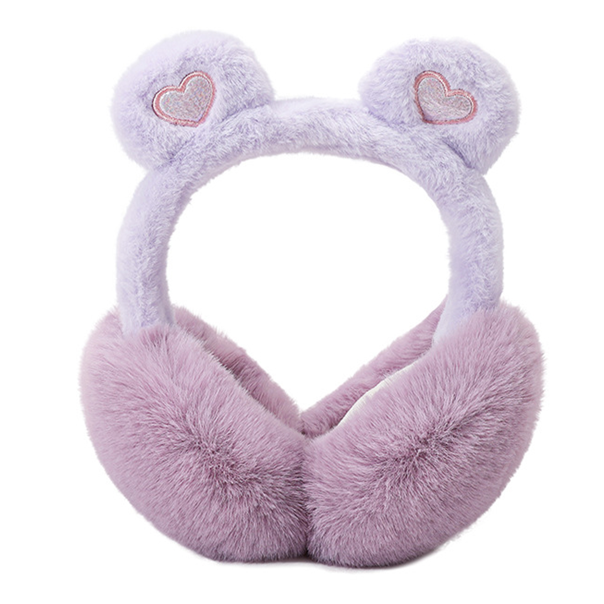 Cute Plush Earmuffs with Heart - shaped Patches