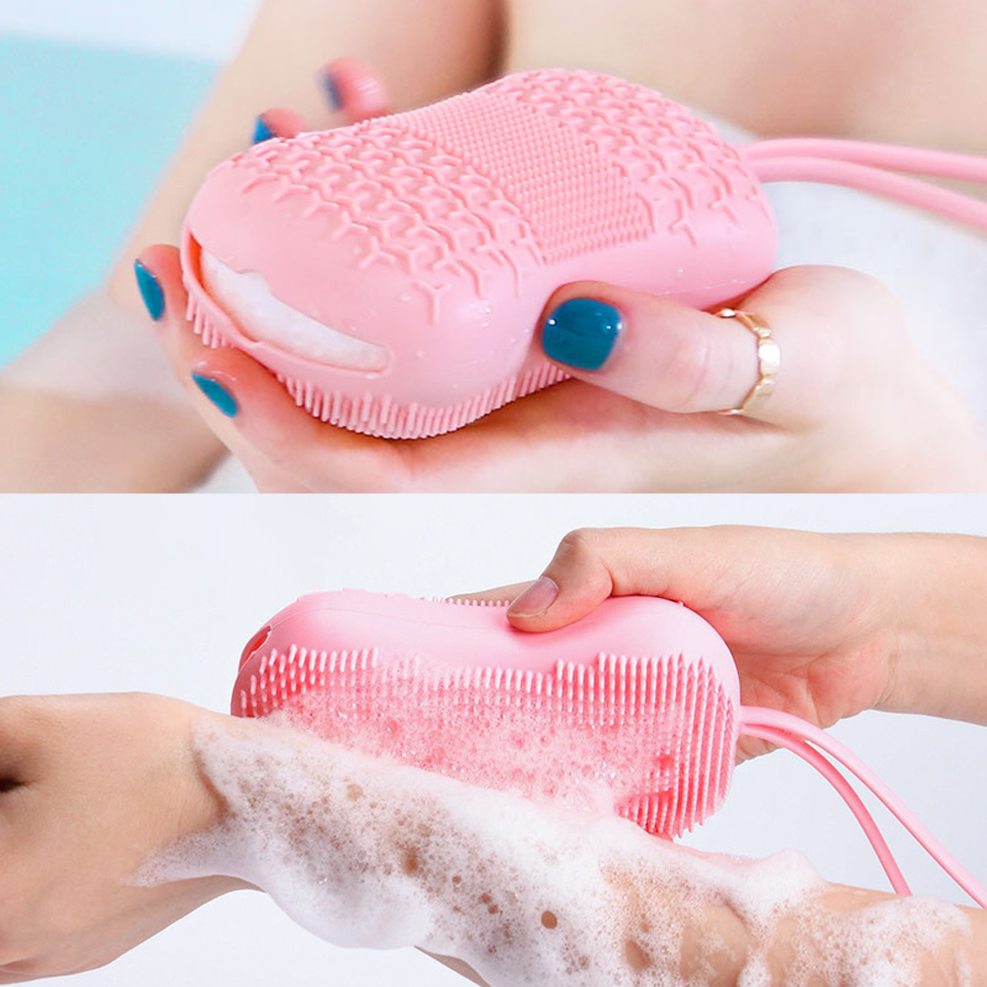Pink Silicone Body Exfoliating And Cleaning Brush