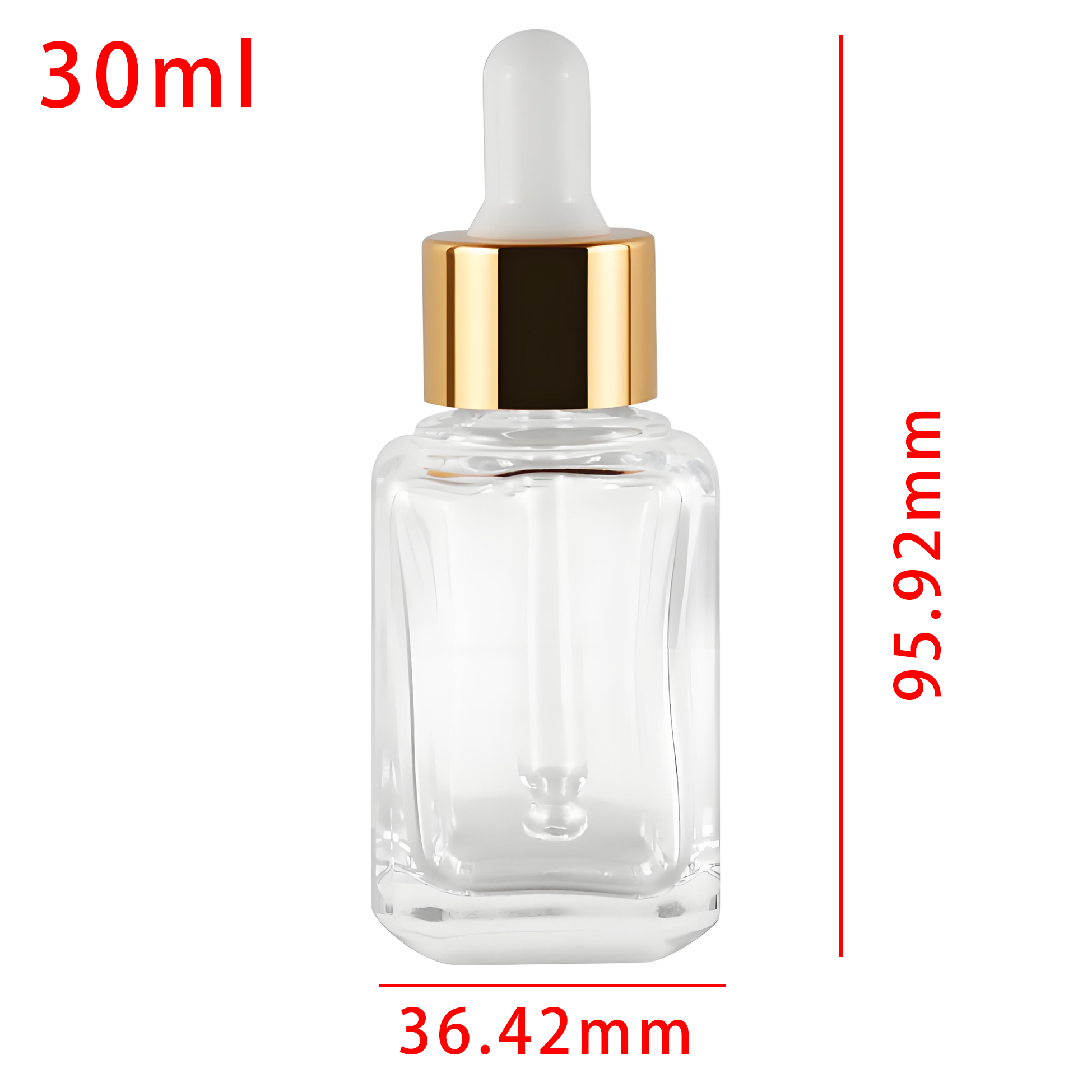 Clear Glass Dropper Bottle with Gold 