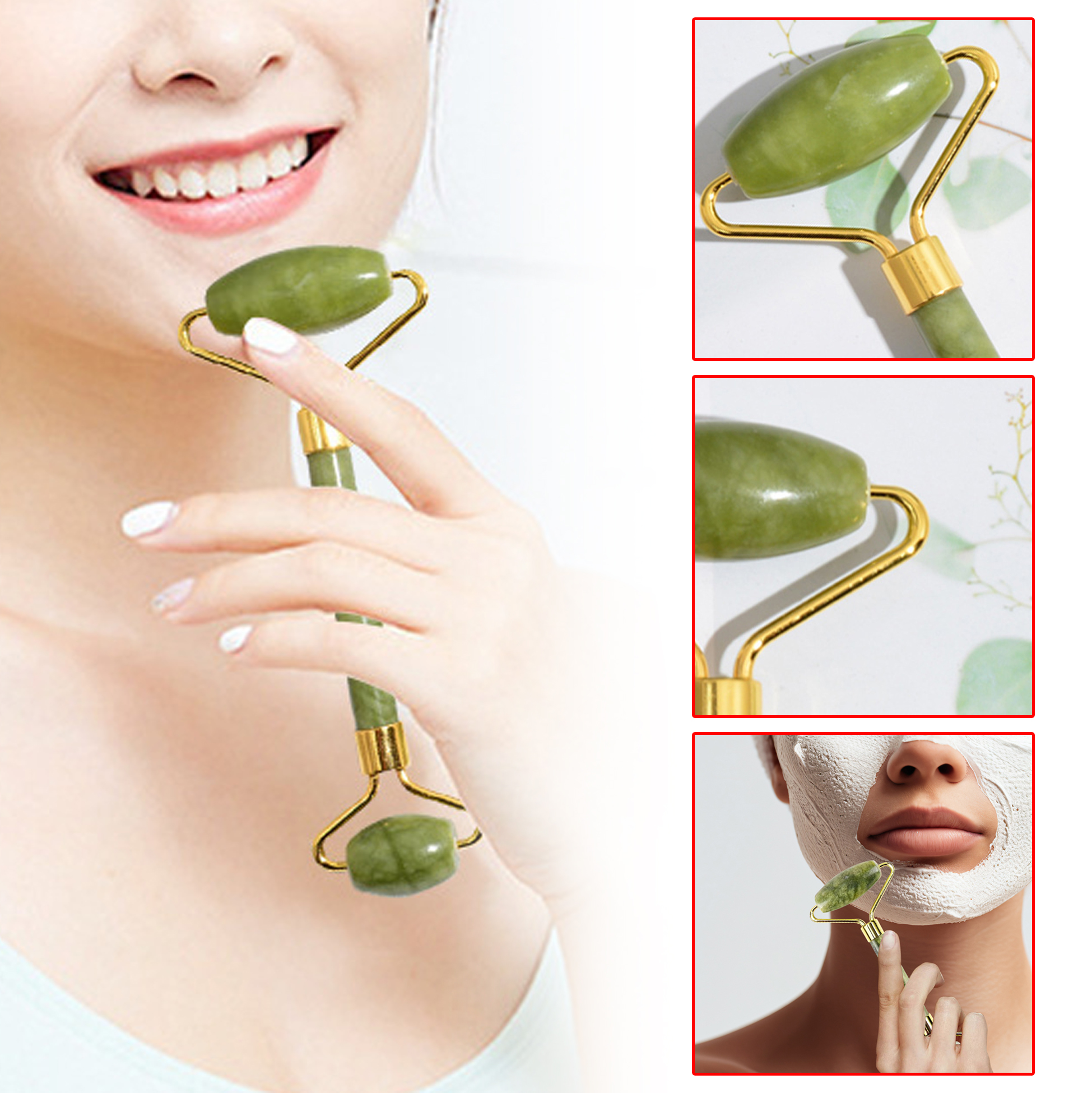 Jade Stone Double Roller Facial Massager
