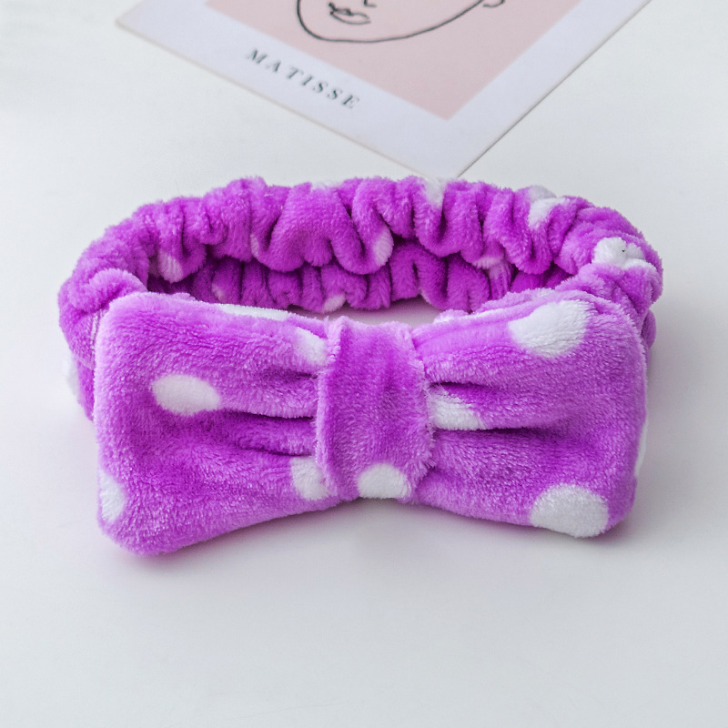 Polka Dot Plush Headband with Bow