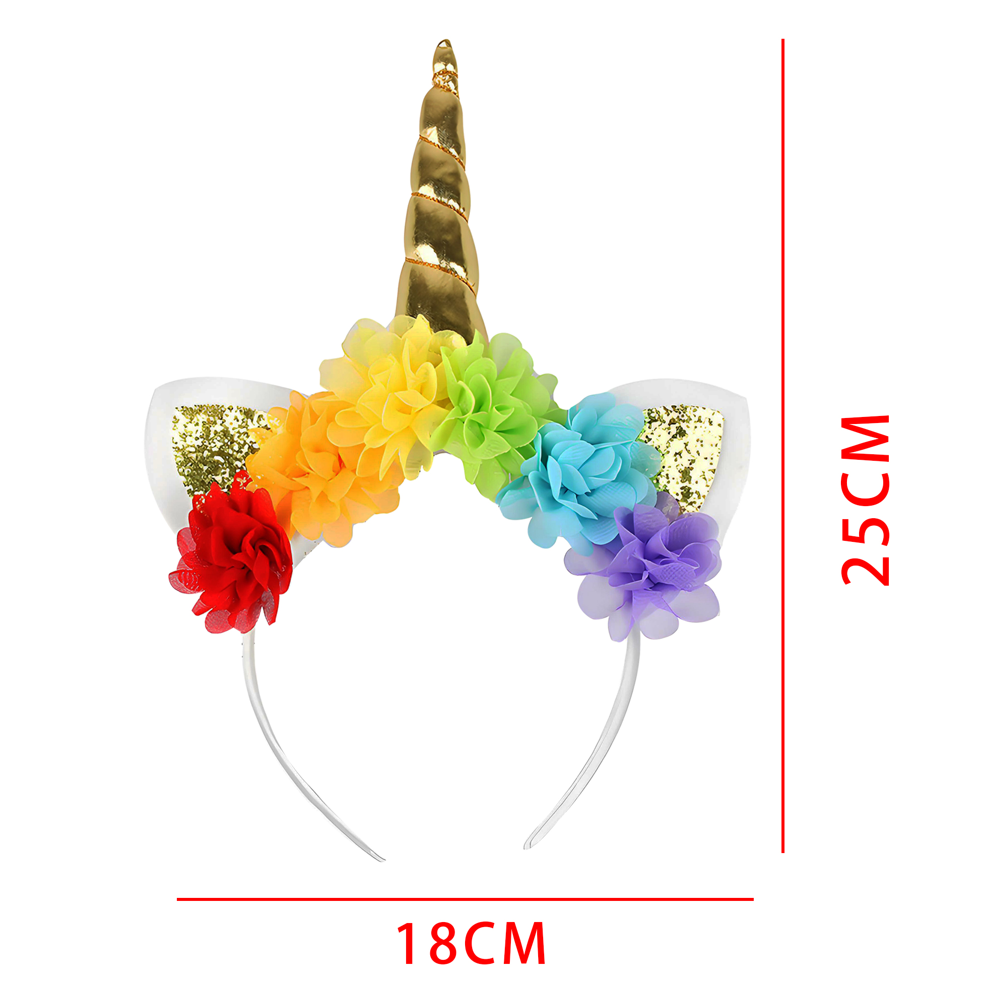 Rainbow Unicorn Headband with Glitter Ears