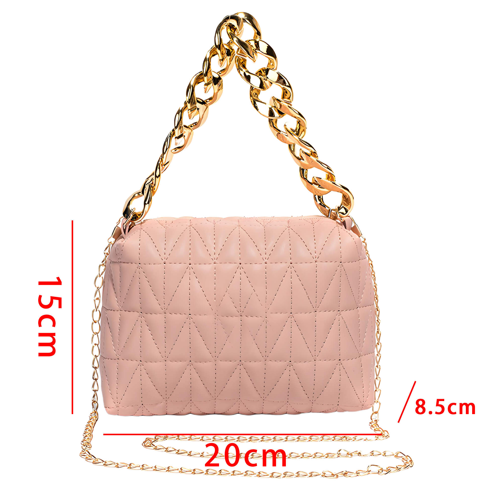 Pink Quilted Chain Shoulder Bag