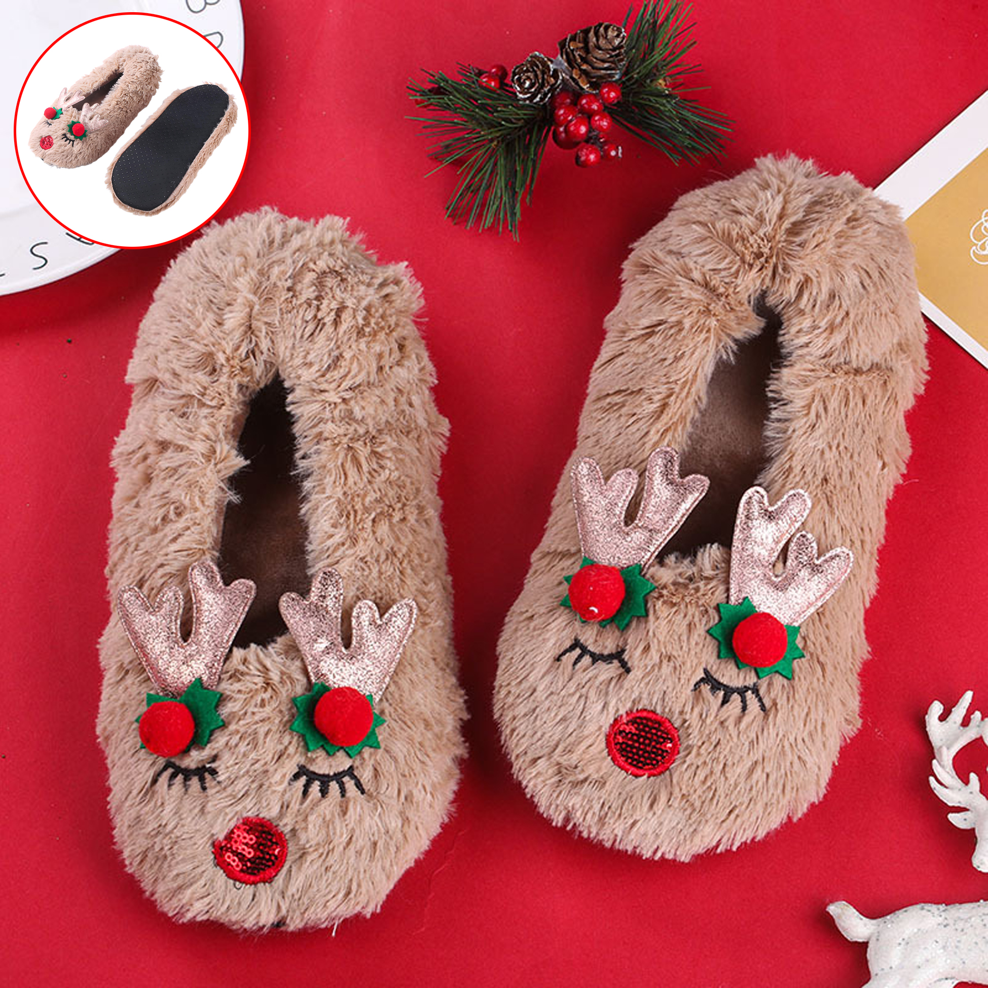 Christmas Reindeer Slippers